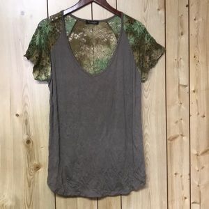 Surrealist brand lace crochet boho t-shirt sm/med